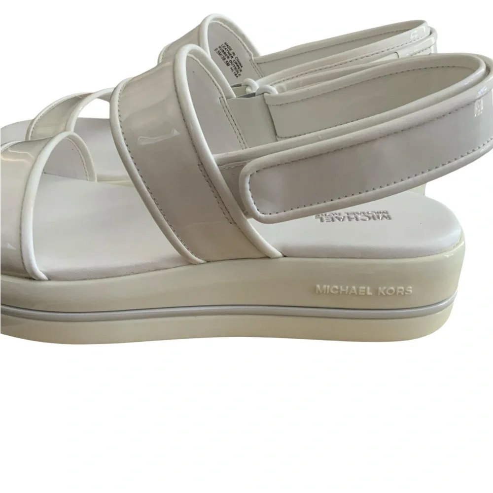 Michael Kors Women’s Platform Patent Leather Sandals White Size 10